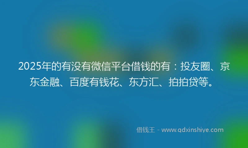 2025年的有没有微信平台借钱的有：投友圈、京东金融、百度有钱花、东方汇、拍拍贷等。