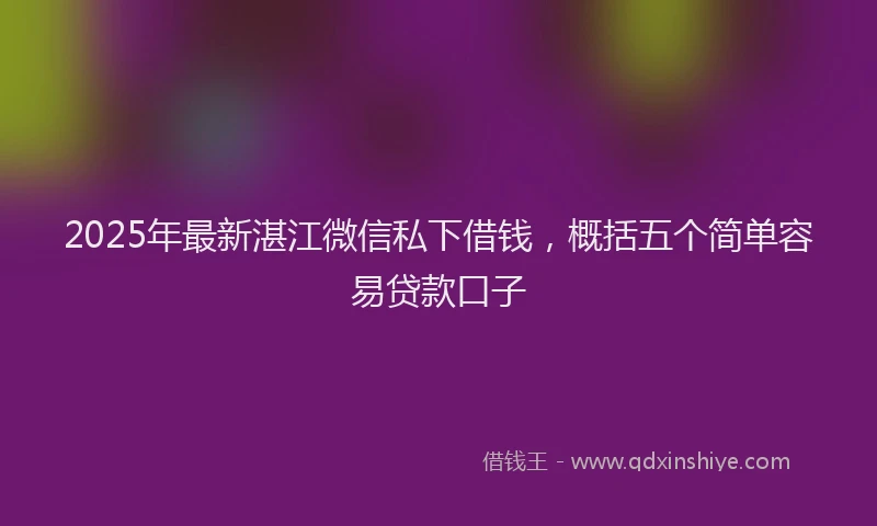 2025年最新湛江微信私下借钱，概括五个简单容易贷款口子