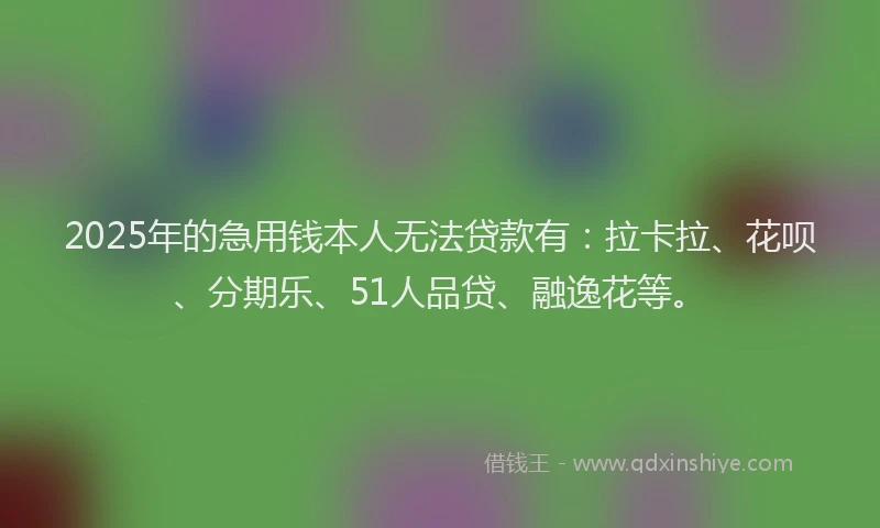 2025年的急用钱本人无法贷款有：拉卡拉、花呗、分期乐、51人品贷、融逸花等。