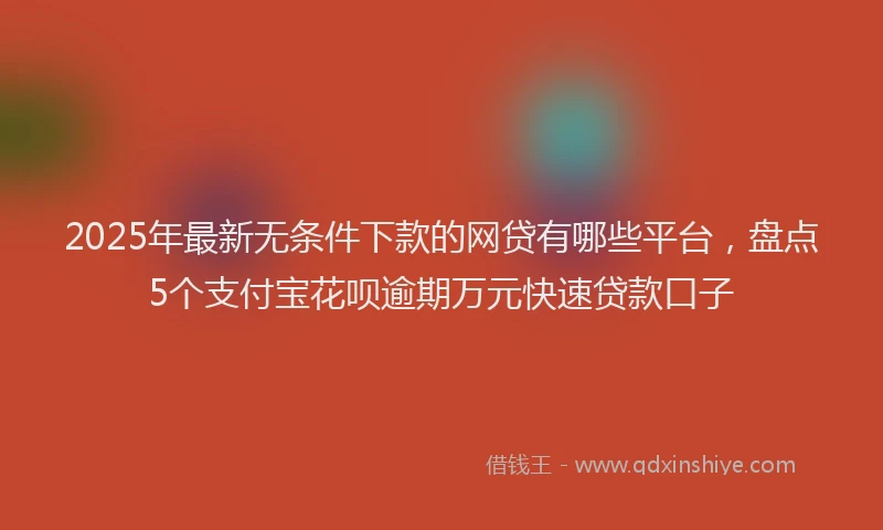 2025年最新无条件下款的网贷有哪些平台，盘点5个支付宝花呗逾期万元快速贷款口子