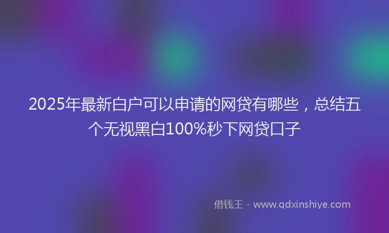 2025年最新白户可以申请的网贷有哪些，总结五个无视黑白100%秒下网贷口子