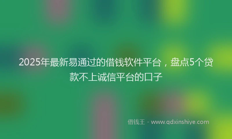 2025年最新易通过的借钱软件平台，盘点5个贷款不上诚信平台的口子