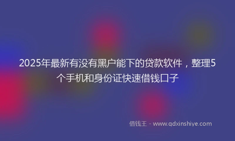 2025年最新有没有黑户能下的贷款软件，整理5个手机和身份证快速借钱口子
