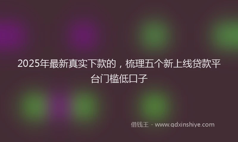 2025年最新真实下款的，梳理五个新上线贷款平台门槛低口子