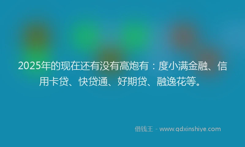 2025年的现在还有没有高炮有：度小满金融、信用卡贷、快贷通、好期贷、融逸花等。