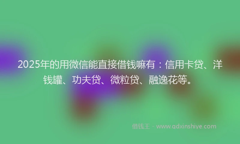 2025年的用微信能直接借钱嘛有：信用卡贷、洋钱罐、功夫贷、微粒贷、融逸花等。