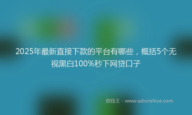 2025年最新直接下款的平台有哪些，概括5个无视黑白100%秒下网贷口子