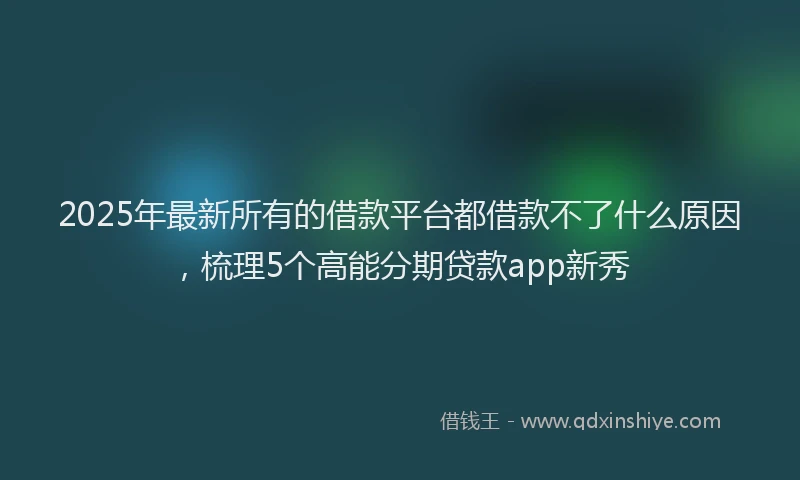 2025年最新所有的借款平台都借款不了什么原因，梳理5个高能分期贷款app新秀