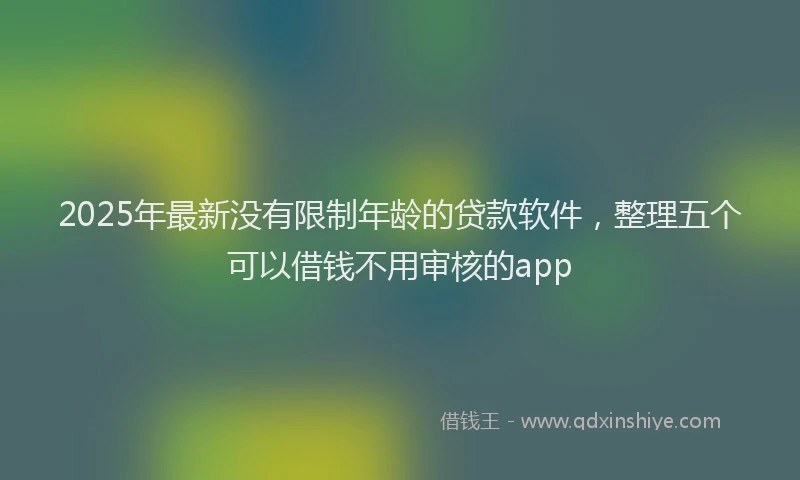 2025年最新没有限制年龄的贷款软件，整理五个可以借钱不用审核的app