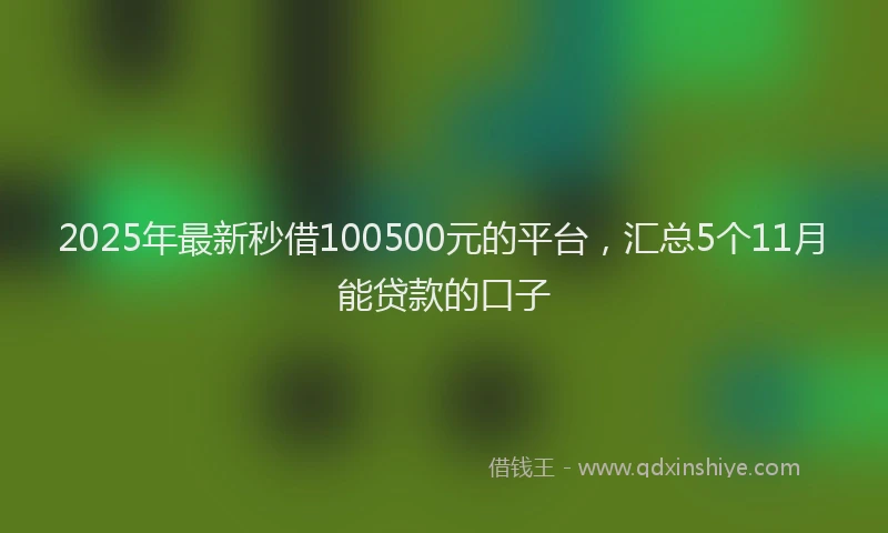 2025年最新秒借100500元的平台，汇总5个11月能贷款的口子