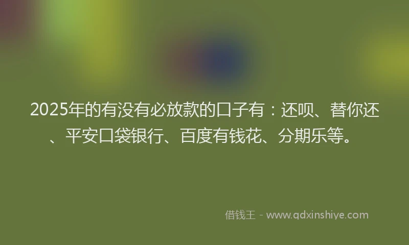 2025年的有没有必放款的口子有：还呗、替你还、平安口袋银行、百度有钱花、分期乐等。