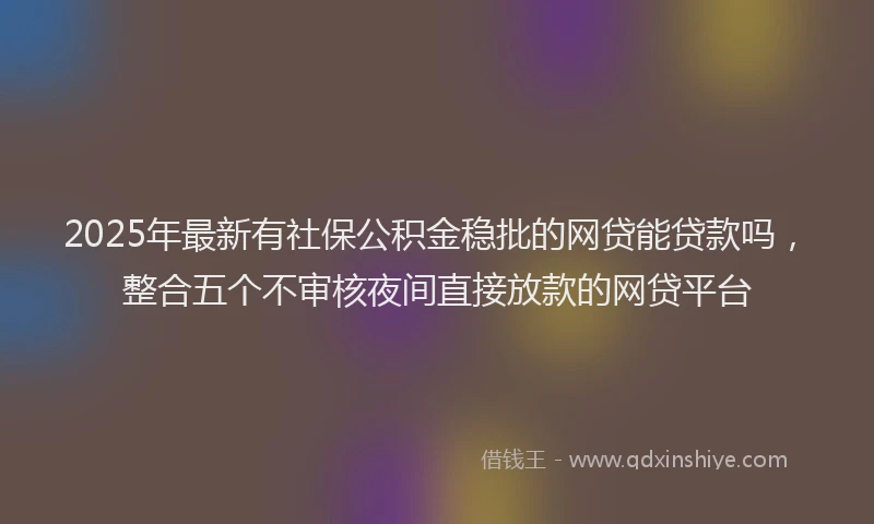 2025年最新有社保公积金稳批的网贷能贷款吗，整合五个不审核夜间直接放款的网贷平台