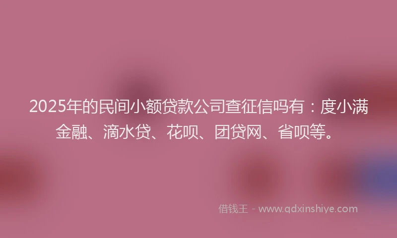 2025年的民间小额贷款公司查征信吗有：度小满金融、滴水贷、花呗、团贷网、省呗等。