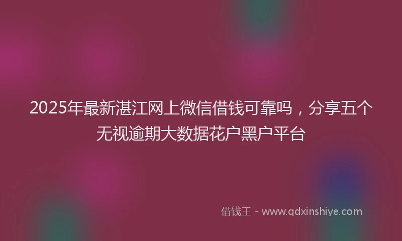2025年最新湛江网上微信借钱可靠吗，分享五个无视逾期大数据花户黑户平台