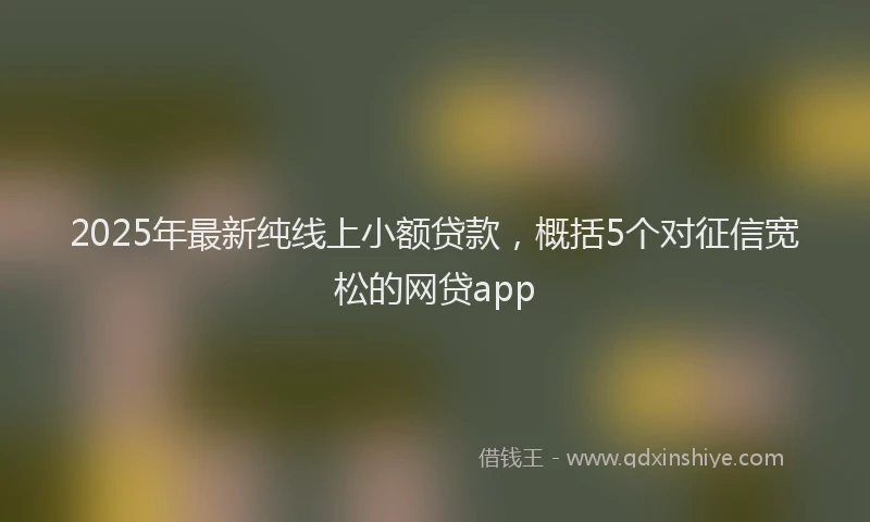 2025年最新纯线上小额贷款，概括5个对征信宽松的网贷app