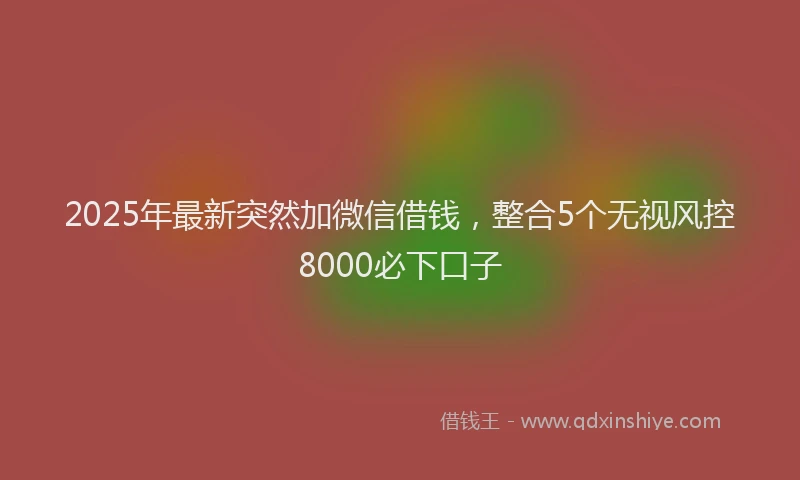 2025年最新突然加微信借钱，整合5个无视风控8000必下口子