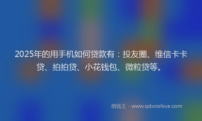 2025年的用手机如何贷款有：投友圈、维信卡卡贷、拍拍贷、小花钱包、微粒贷等。
