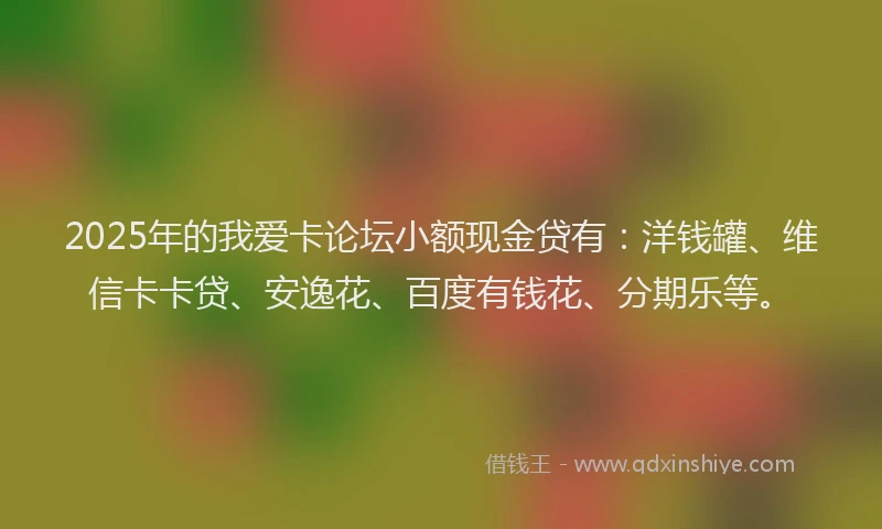 2025年的我爱卡论坛小额现金贷有：洋钱罐、维信卡卡贷、安逸花、百度有钱花、分期乐等。