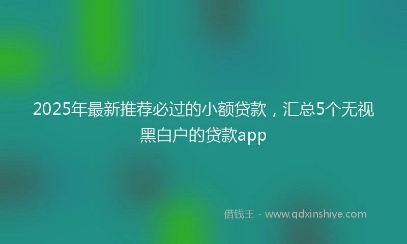 2025年最新推荐必过的小额贷款，汇总5个无视黑白户的贷款app
