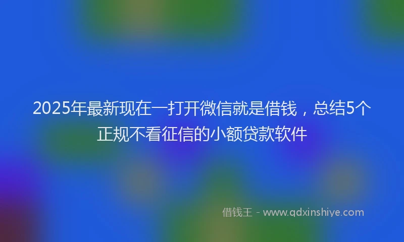 2025年最新现在一打开微信就是借钱，总结5个正规不看征信的小额贷款软件