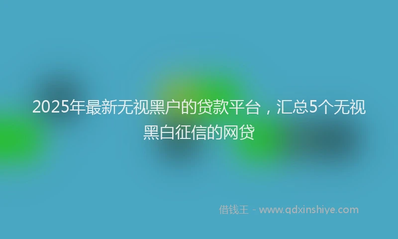 2025年最新无视黑户的贷款平台,汇总5个无视黑白征信的网贷