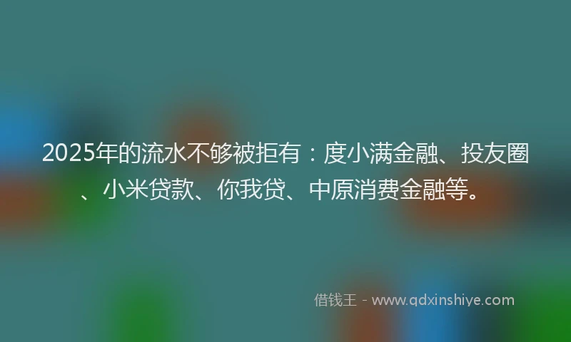 2025年的流水不够被拒有：度小满金融、投友圈、小米贷款、你我贷、中原消费金融等。