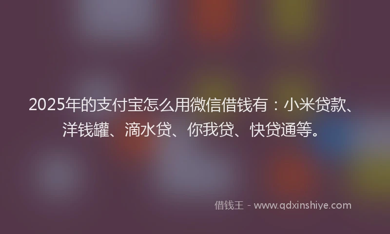 2025年的支付宝怎么用微信借钱有：小米贷款、洋钱罐、滴水贷、你我贷、快贷通等。