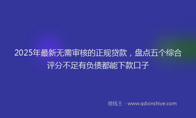 2025年最新无需审核的正规贷款，盘点五个综合评分不足有负债都能下款口子