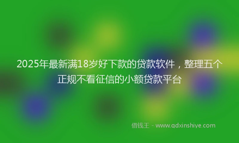 2025年最新满18岁好下款的贷款软件，整理五个正规不看征信的小额贷款平台