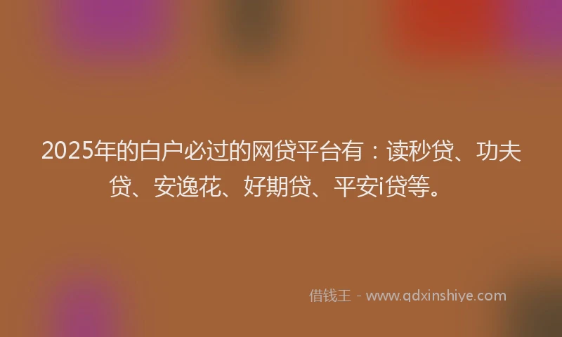 2025年的白户必过的网贷平台有：读秒贷、功夫贷、安逸花、好期贷、平安i贷等。