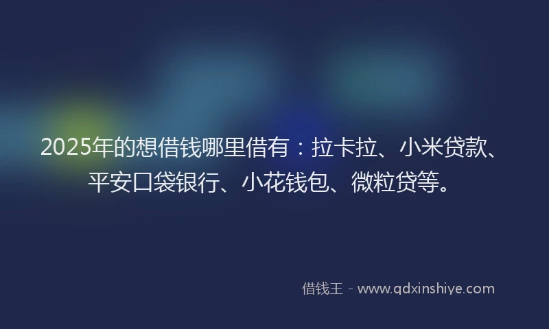 2025年的想借钱哪里借有：拉卡拉、小米贷款、平安口袋银行、小花钱包、微粒贷等。