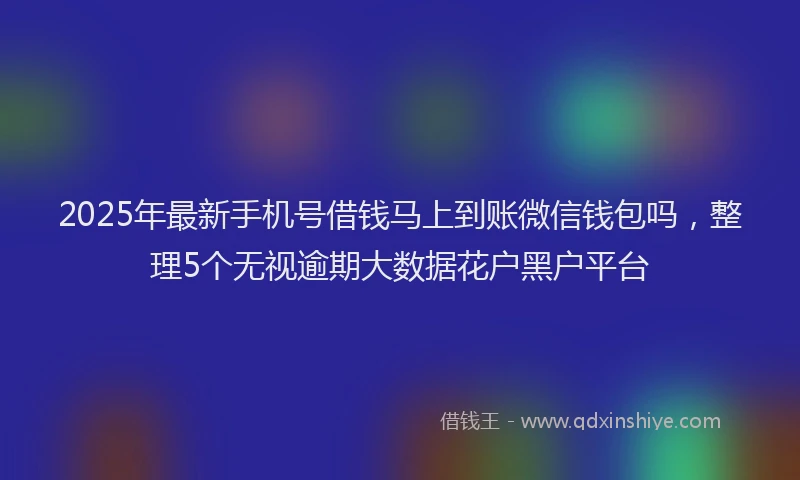 2025年最新手机号借钱马上到账微信钱包吗，整理5个无视逾期大数据花户黑户平台