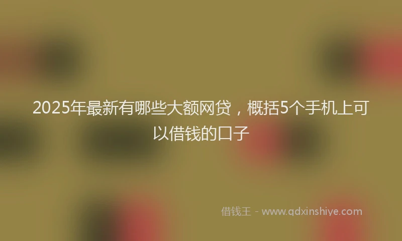 2025年最新有哪些大额网贷，概括5个手机上可以借钱的口子