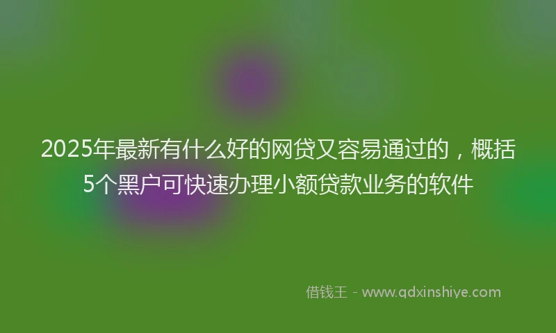 2025年最新有什么好的网贷又容易通过的，概括5个黑户可快速办理小额贷款业务的软件
