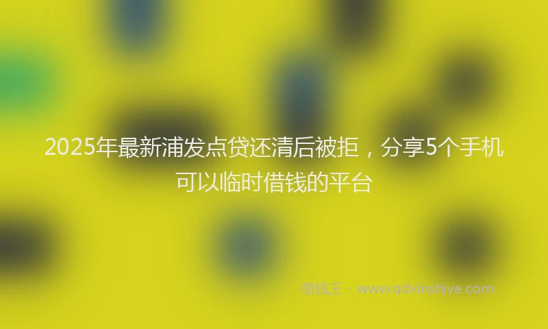 2025年最新浦发点贷还清后被拒，分享5个手机可以临时借钱的平台