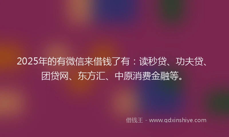 2025年的有微信来借钱了有：读秒贷、功夫贷、团贷网、东方汇、中原消费金融等。