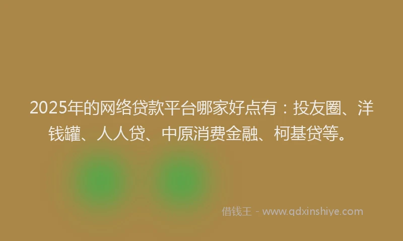 2025年的网络贷款平台哪家好点有：投友圈、洋钱罐、人人贷、中原消费金融、柯基贷等。