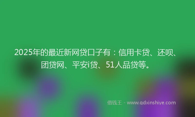 2025年的最近新网贷口子有：信用卡贷、还呗、团贷网、平安i贷、51人品贷等。