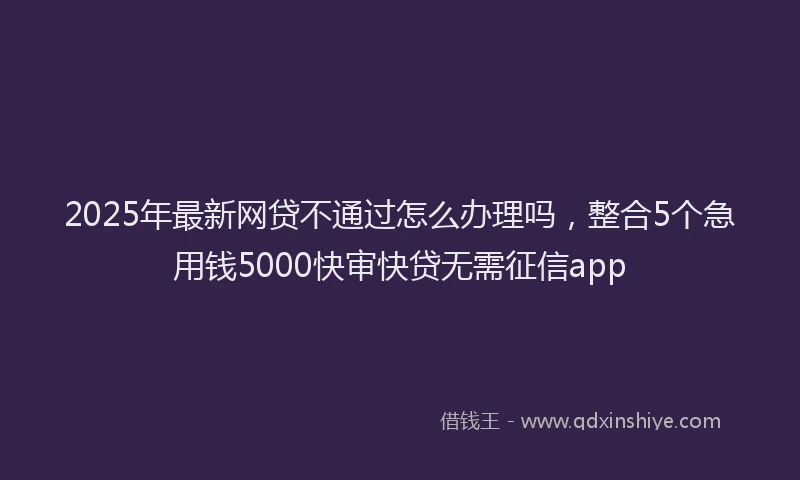 2025年最新网贷不通过怎么办理吗，整合5个急用钱5000快审快贷无需征信app
