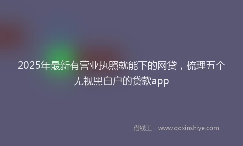 2025年最新有营业执照就能下的网贷，梳理五个无视黑白户的贷款app