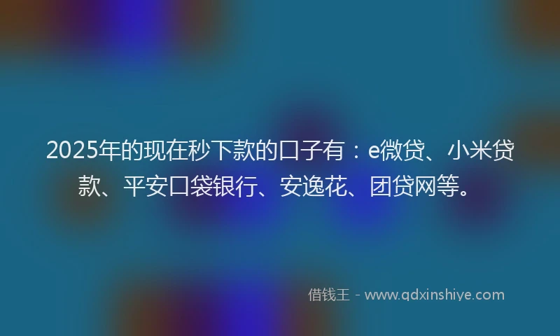 2025年的现在秒下款的口子有：e微贷、小米贷款、平安口袋银行、安逸花、团贷网等。
