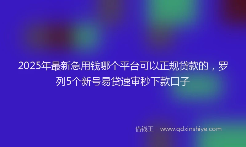 2025年最新急用钱哪个平台可以正规贷款的，罗列5个新号易贷速审秒下款口子