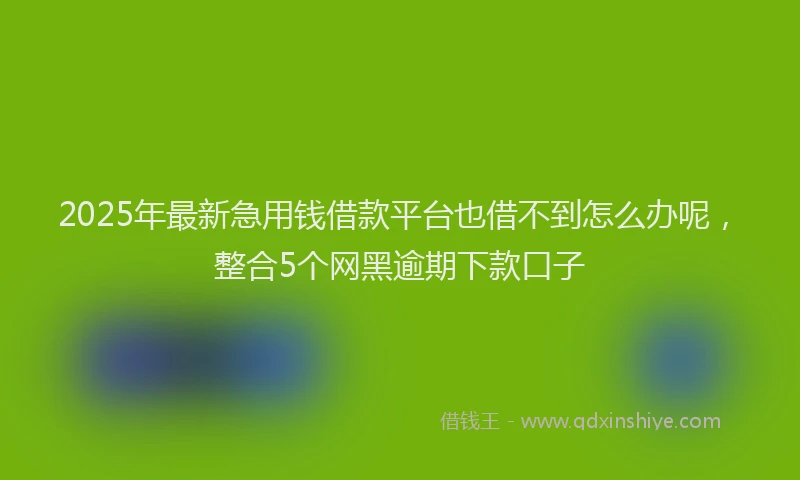 2025年最新急用钱借款平台也借不到怎么办呢，整合5个网黑逾期下款口子