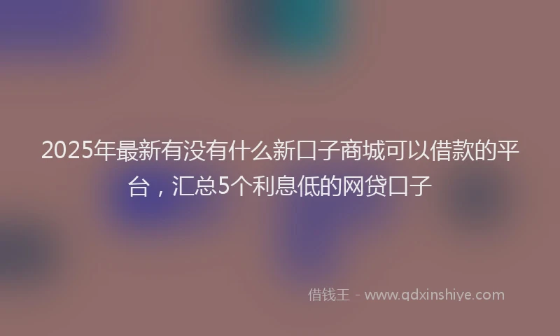 2025年最新有没有什么新口子商城可以借款的平台，汇总5个利息低的网贷口子