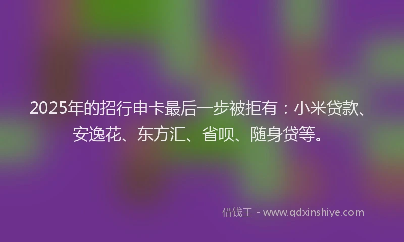 2025年的招行申卡最后一步被拒有：小米贷款、安逸花、东方汇、省呗、随身贷等。