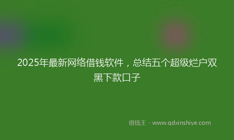 2025年最新网络借钱软件，总结五个超级烂户双黑下款口子