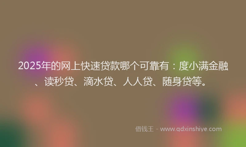 2025年的网上快速贷款哪个可靠有：度小满金融、读秒贷、滴水贷、人人贷、随身贷等。