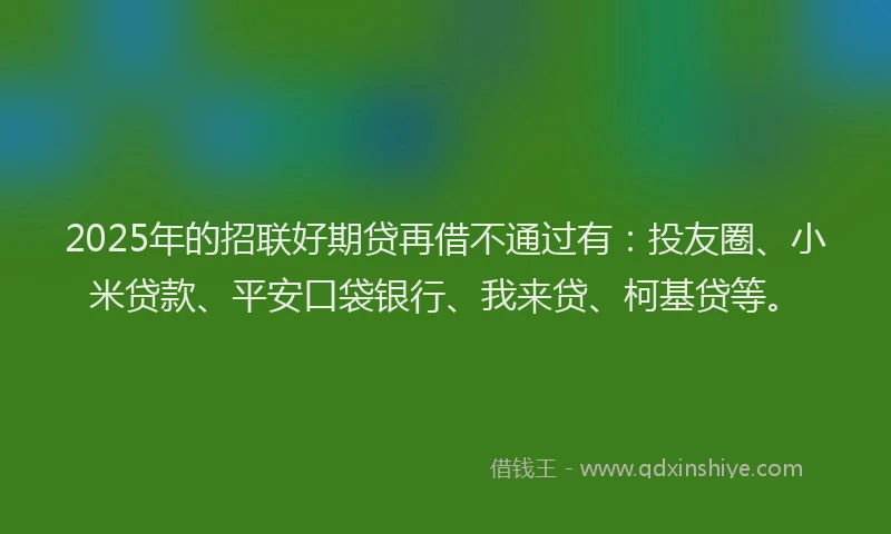 2025年的招联好期贷再借不通过有：投友圈、小米贷款、平安口袋银行、我来贷、柯基贷等。