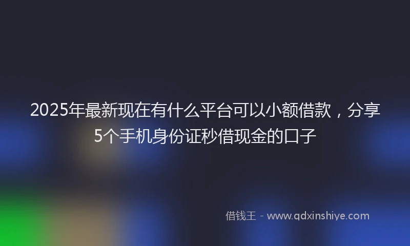 2025年最新现在有什么平台可以小额借款，分享5个手机身份证秒借现金的口子