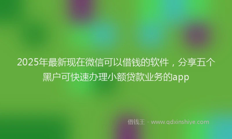 2025年最新现在微信可以借钱的软件，分享五个黑户可快速办理小额贷款业务的app